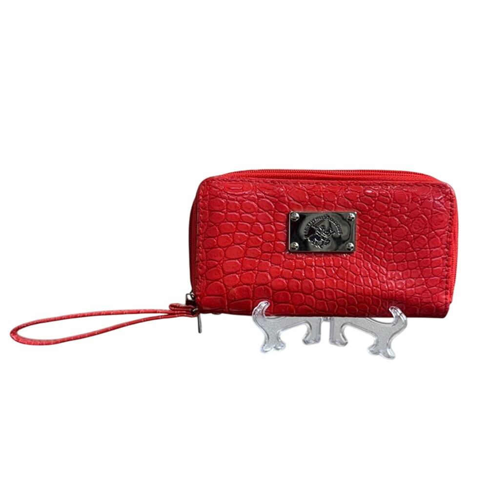 Womens Red Beverly Hills Polo Club Clutch W/ Wrist Strap - Size: 4" x 7.5"